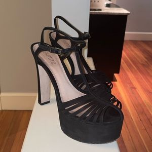 SCHUTZ Black Platform Heeled Sandals